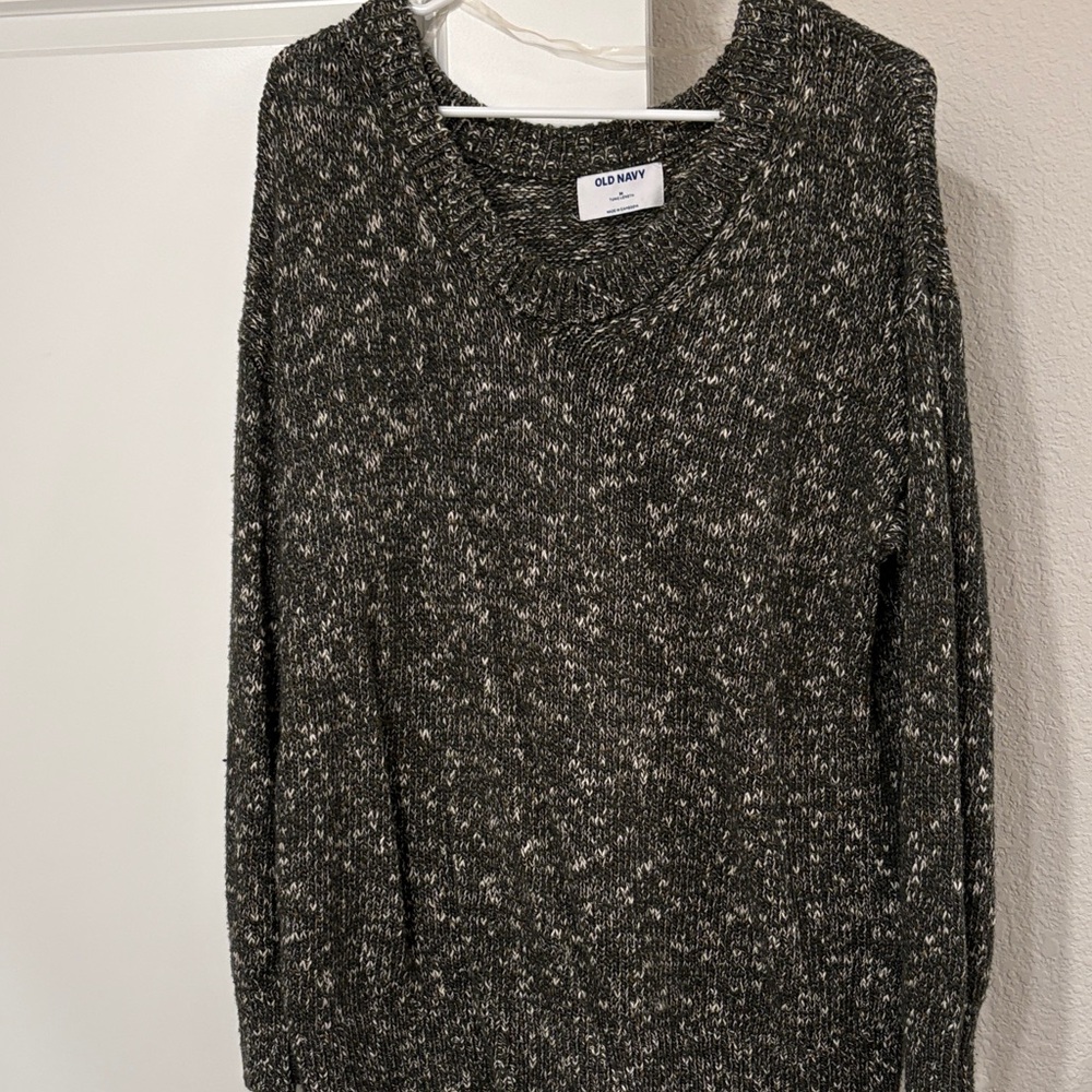 Old Navy Dark Green and White Women's Sweater